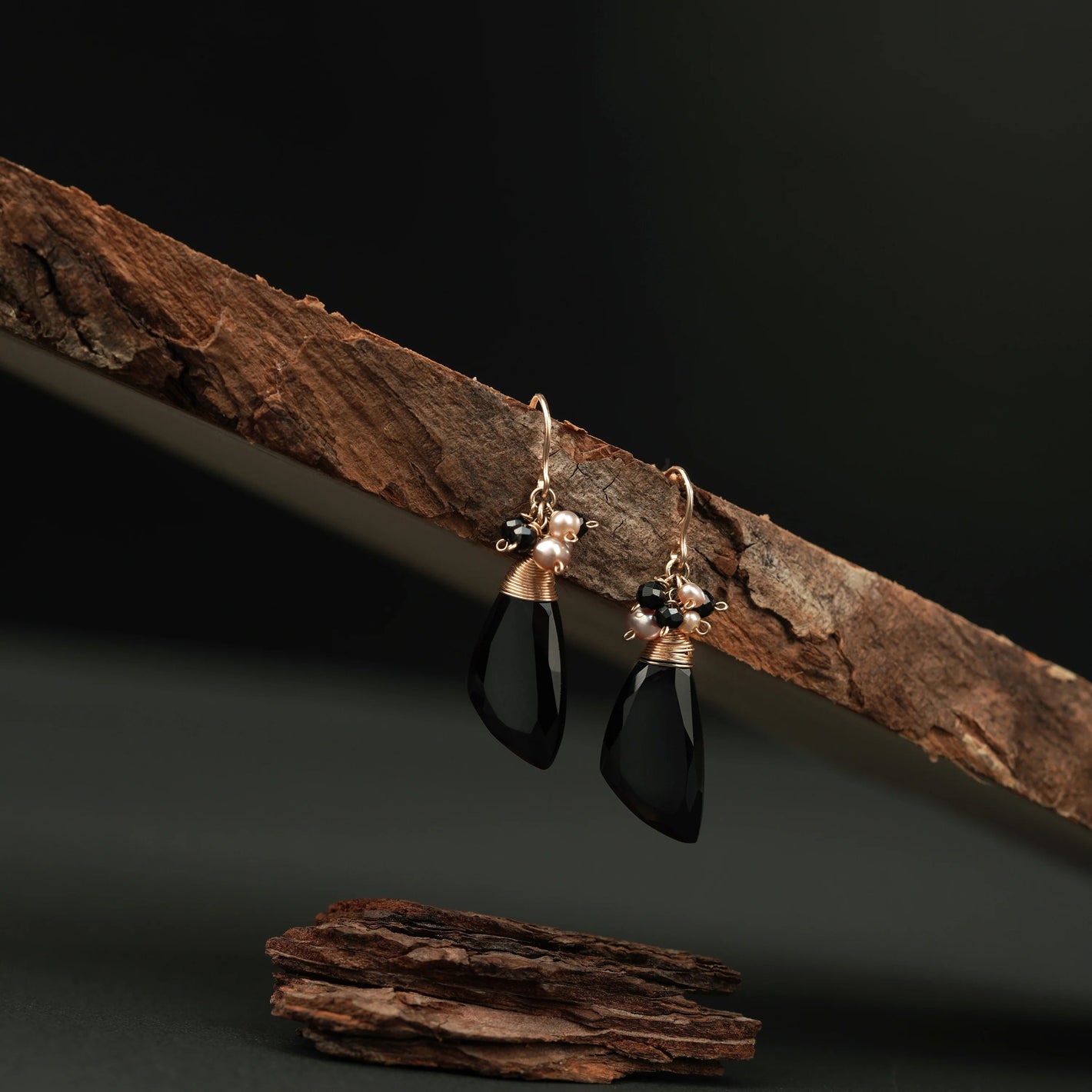 Vintage Rosy Noir Earrings XKRAFTS