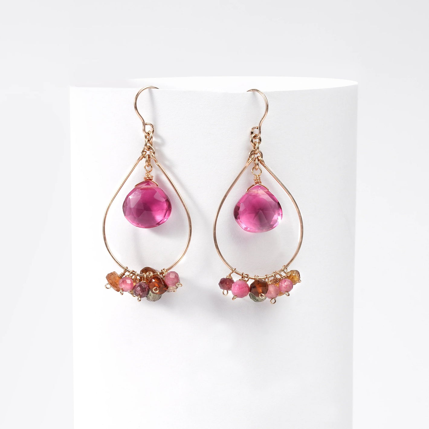 Cherry Quartz Charm Hoops XKRAFTS