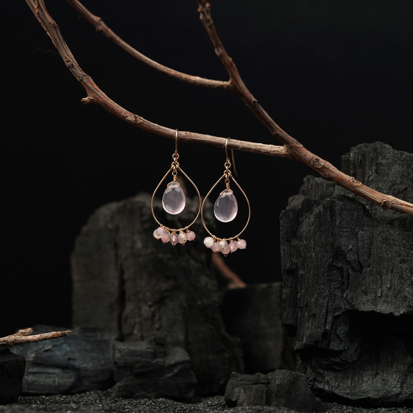 Blush Quartz Heritage Hoops